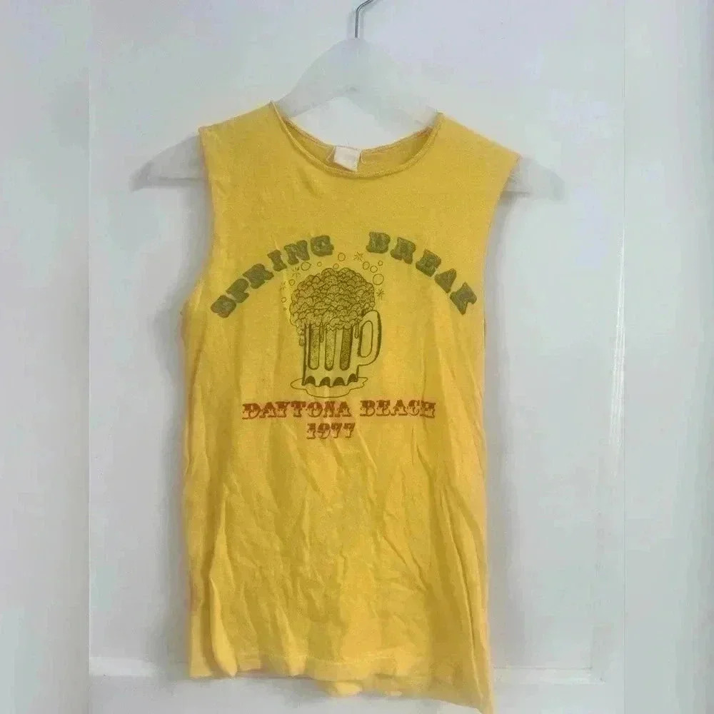 Vintage Daytona Beach Spring Break Yellow Sleeveless Tank Size XS